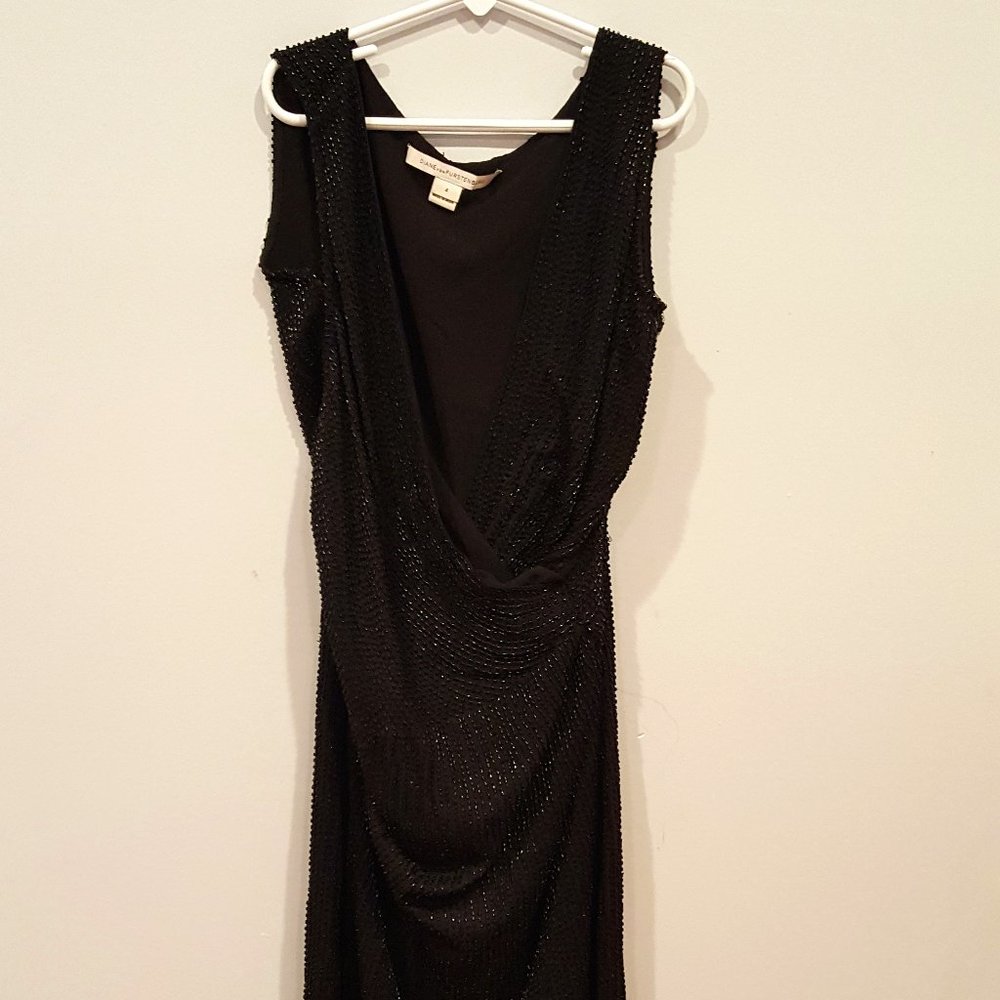 Diane Von Furstenberg Black Sequin Cocktail Dress